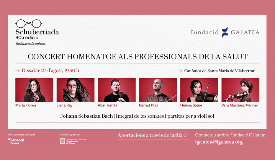 La Schubertíada i la Fundació Galatea s’uneixen per oferir un concert en homenatge als professionals sanitaris en el 30è aniversari del festival